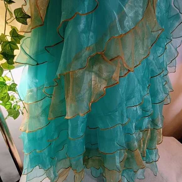 EUC: Girls' CALLA Collection sz 10 Turquoise & Gold Formal Dress - Picture 4 of 8